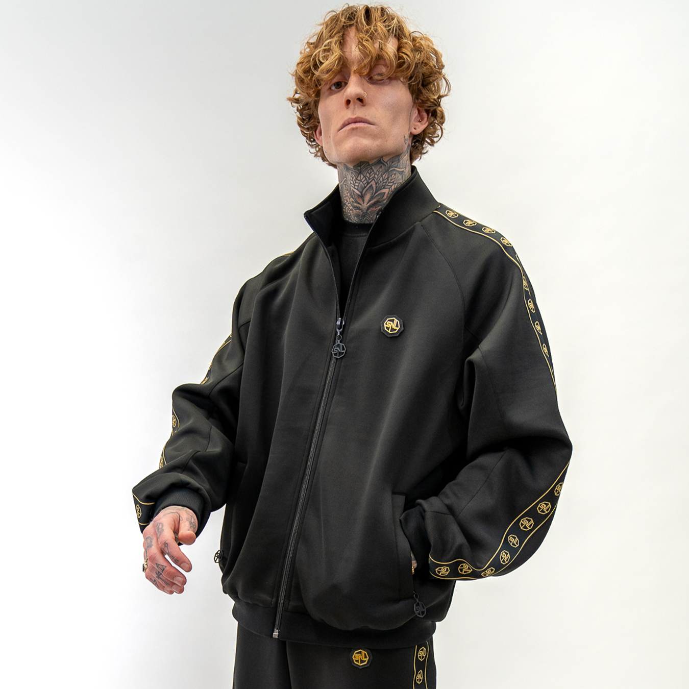 Black Essential Plated Logo Track Jacket