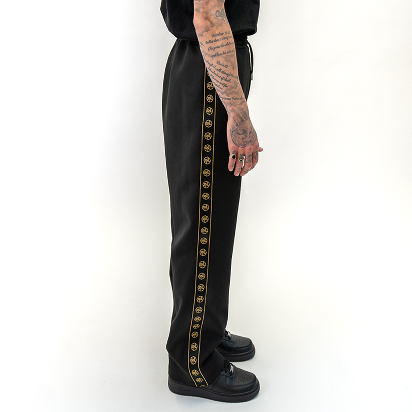 Black Essential Plated Logo Track Pants