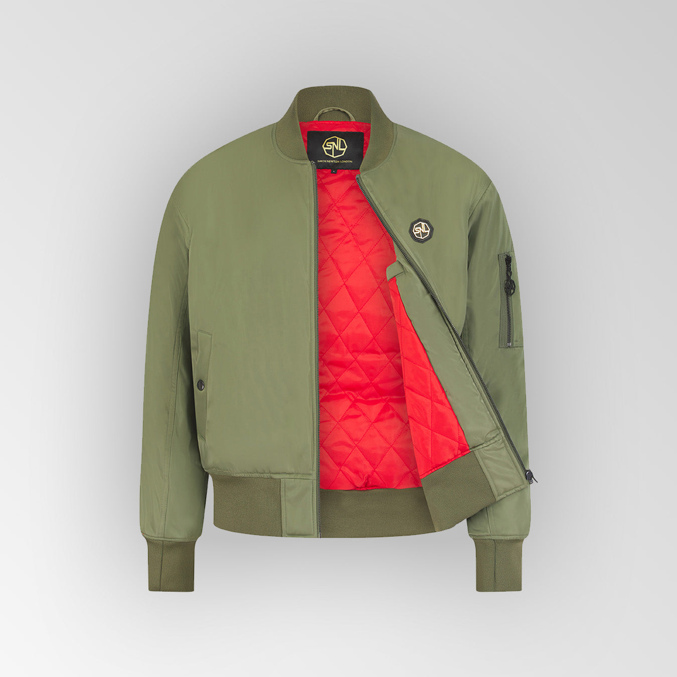 Essential Khaki Plated Logo Bomber Jacket