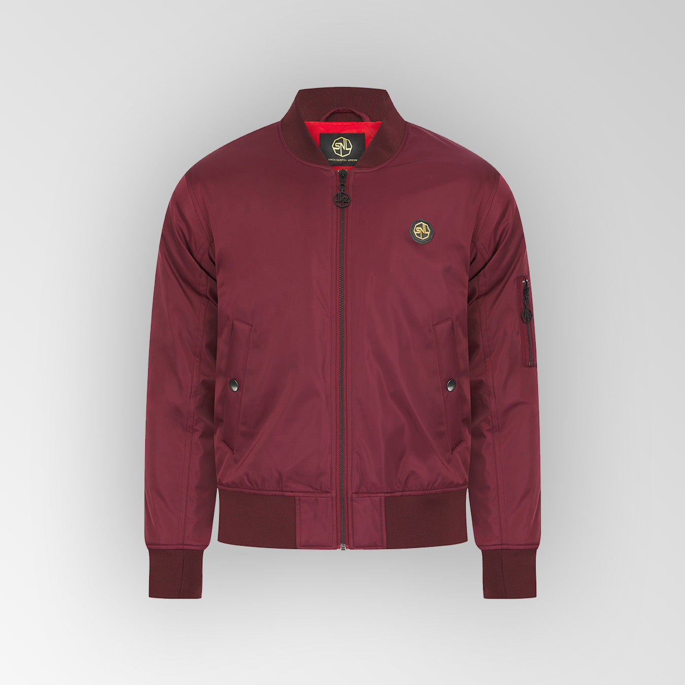 Essential Burgundy Plated Logo Bomber Jacket