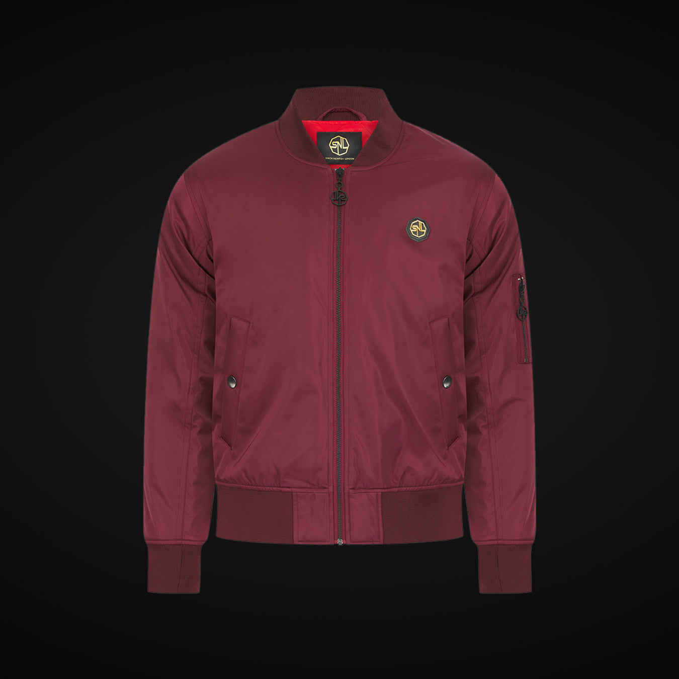 Classic Burgundy Plated Logo Bomber Jacket