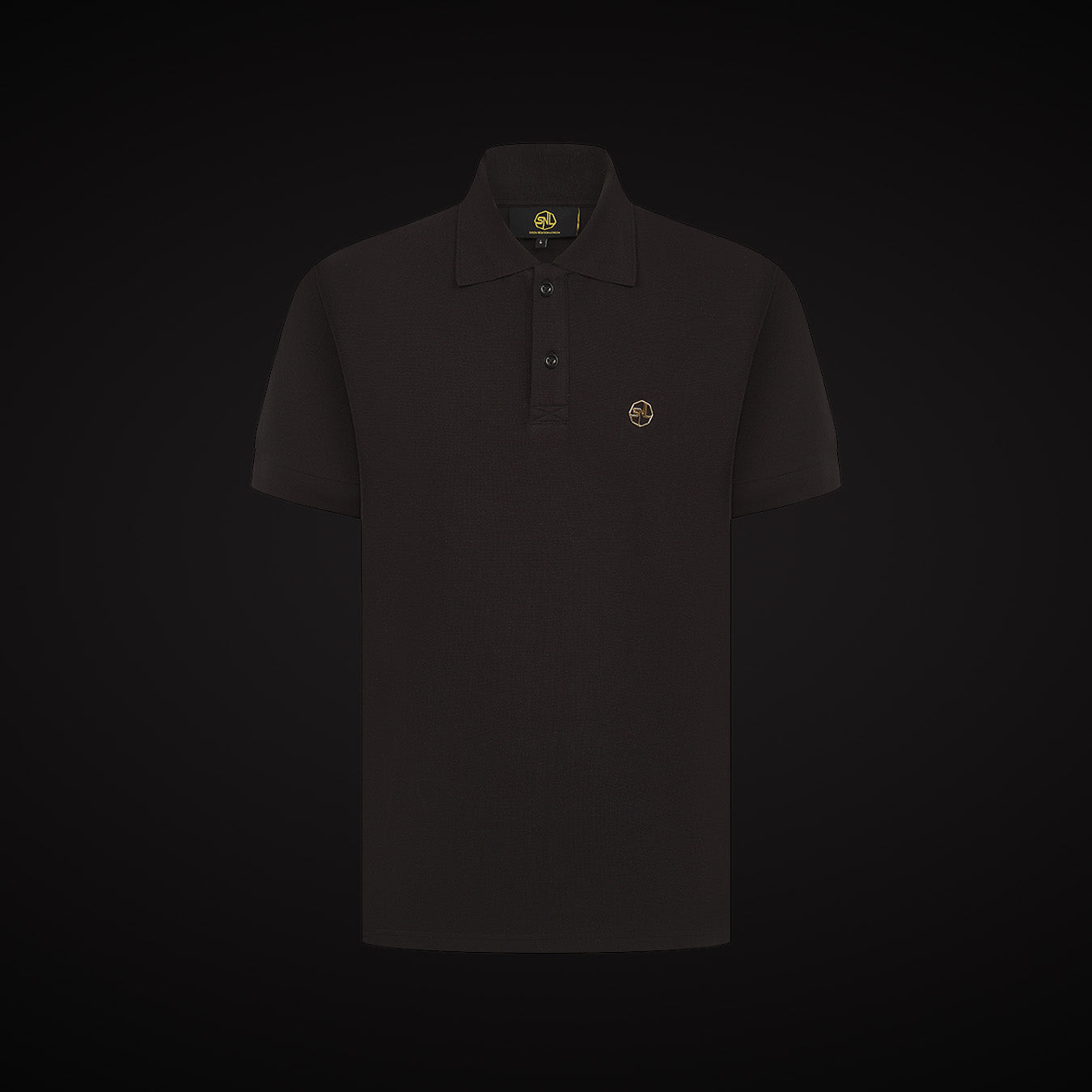 Black Classic Plated Logo Polo Shirt