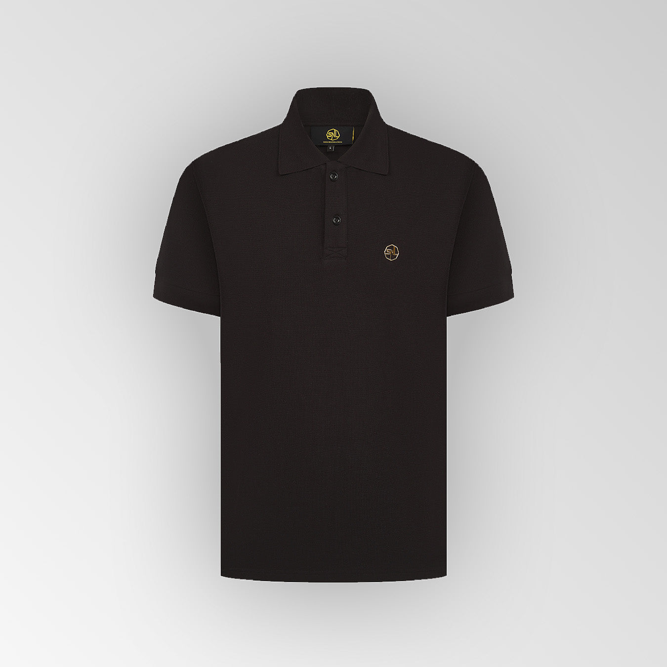 Black Classic Plated Logo Polo Shirt