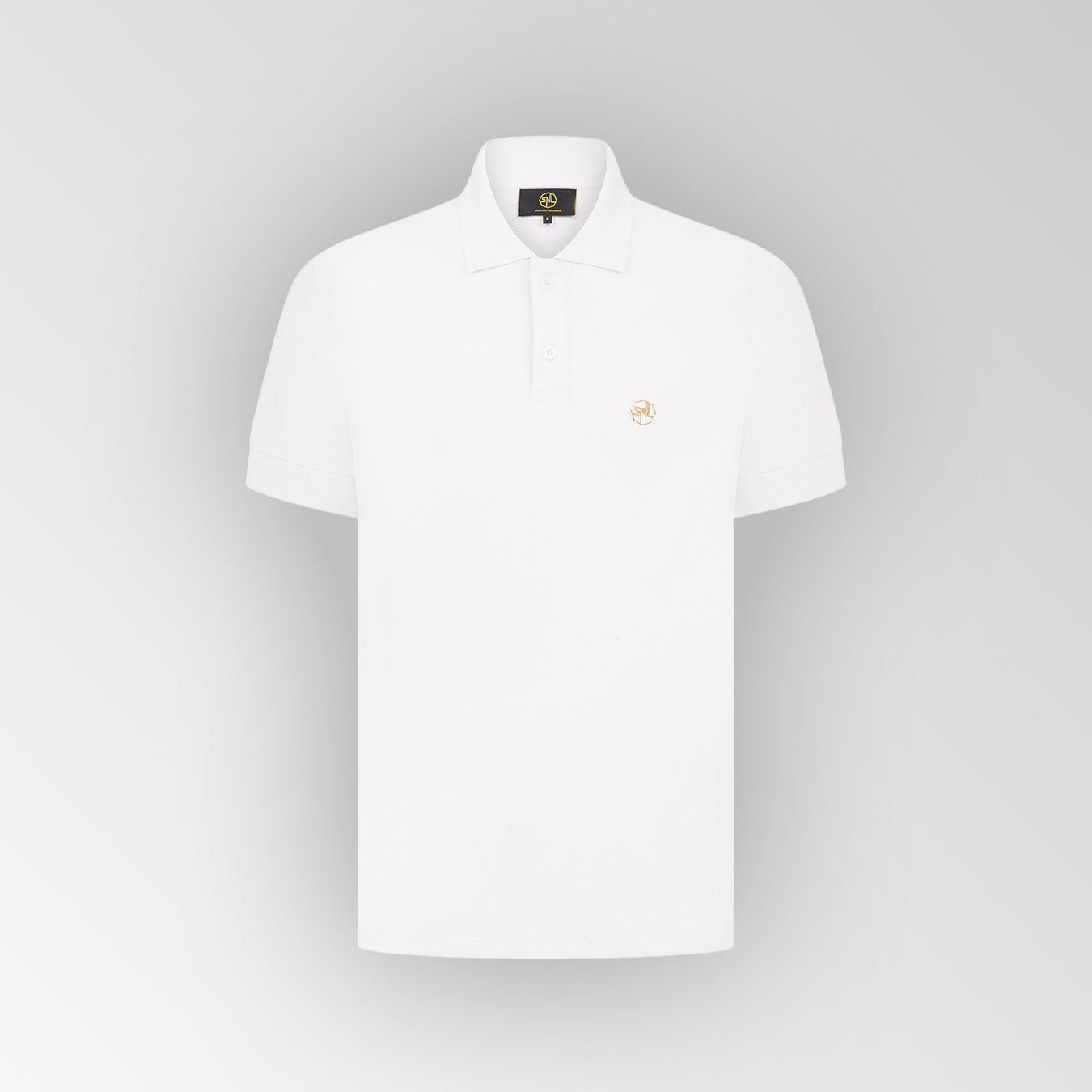 White Classic Plated Logo Polo Shirt